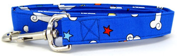BLUE SWIRLED BONES DOG LEASH