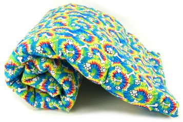RAINBOW TIE DYE BONES & PAWS PET BLANKET