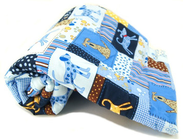 BLUE PATCHWORK DOG PET BLANKET
