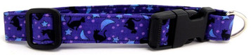 PURPLE CATS & STARS DOG COLLAR
