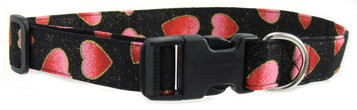BLACK GLITTER HEARTS DOG COLLAR