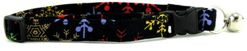 Colorful Snowflakes on Black Cat Collar