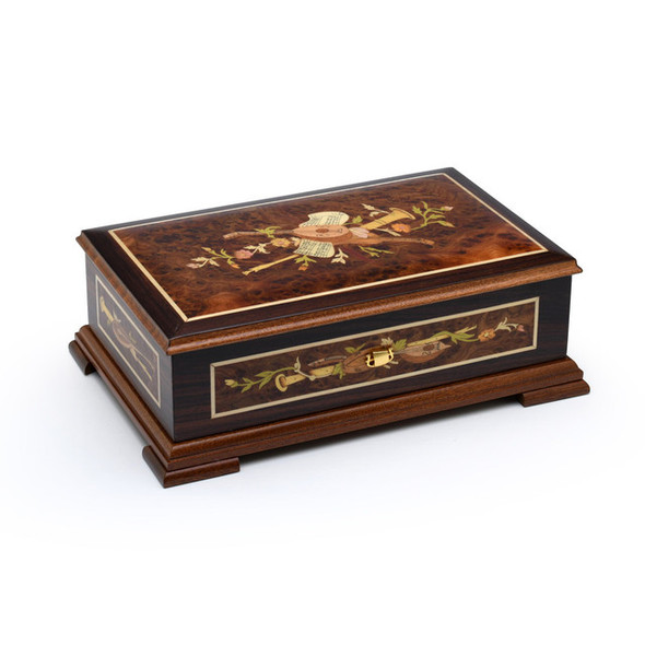 Symphony of Sorrento: Handcrafted Italian 50-Note Sankyo Music Box with Burl-Elm Inlay