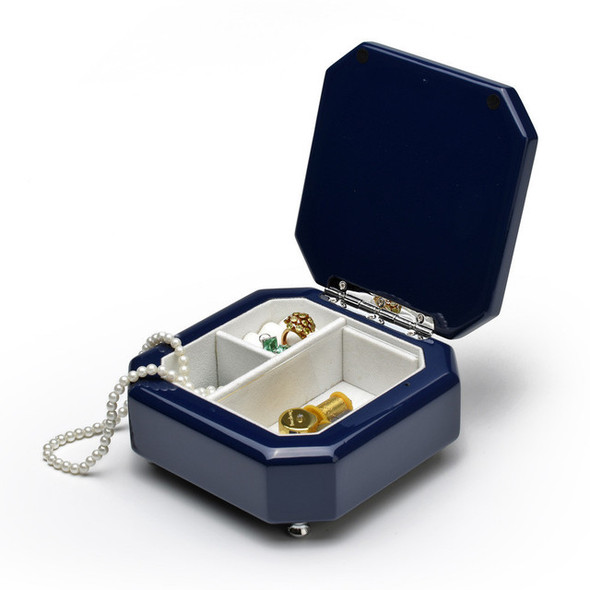 Midnight Blue 18 Note Musical Jewelry Box with Silver Accents