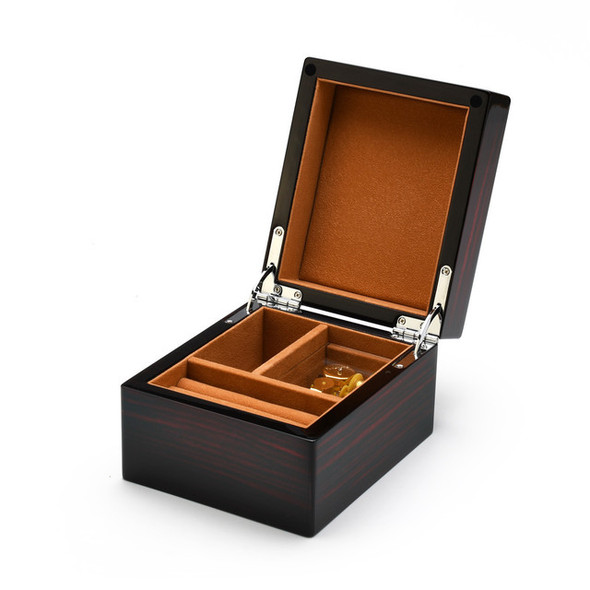 Contemporary Sckoba Macassar Wooden Finish Music Jewelry Box