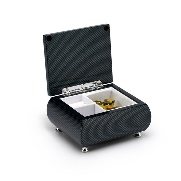 Carbonfiber Style Contemporary Music Jewelry Box with Glossy Finish