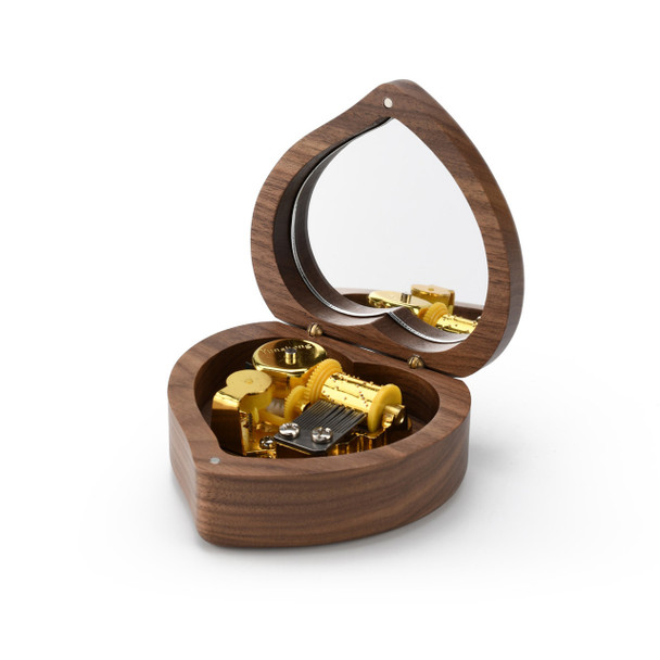 "Melody of Love Heart Shaped Walnut Music Box"