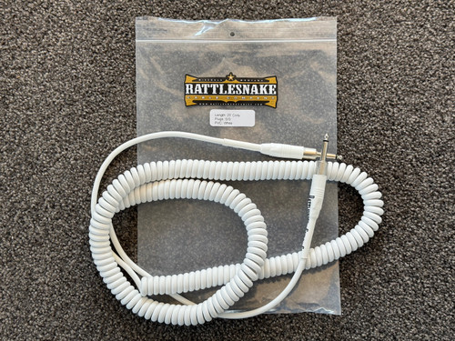 Rattlesnake Retro Coily 25ft instrument cable straight plugs - White