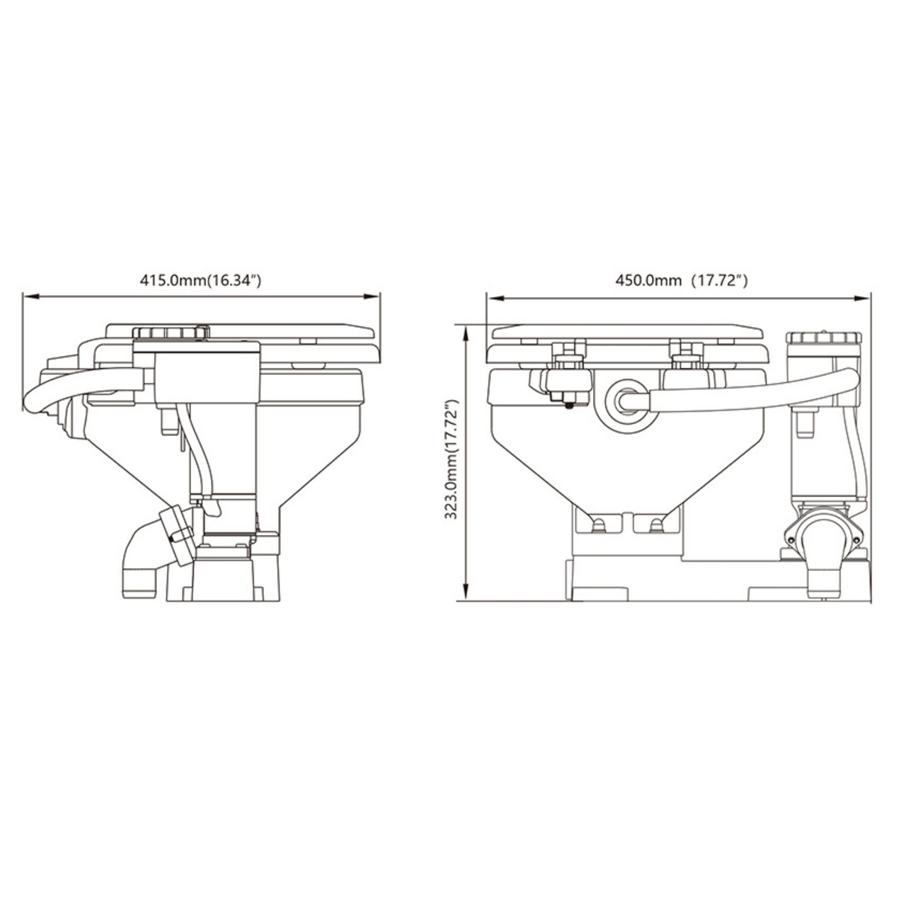 SEAFLO 12V Electric Twist Flush Marine Toilet Boating Head