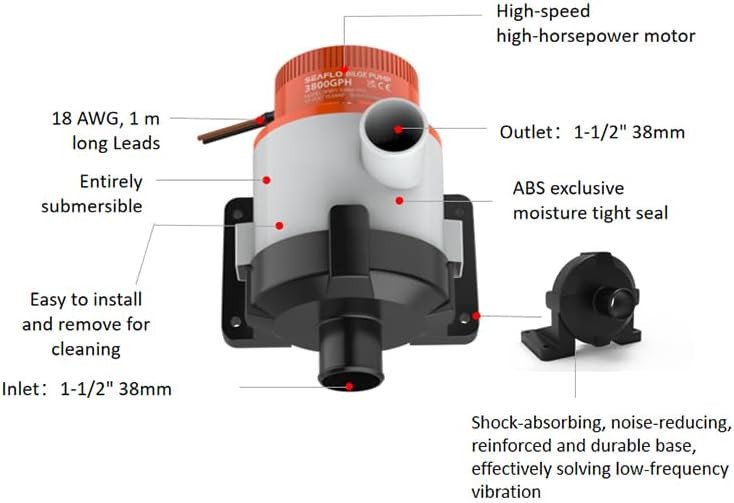 Pompe Immergée/in Line SEAFLO 12V - 280 GPH - Pour Eau/gasoil - Neuve