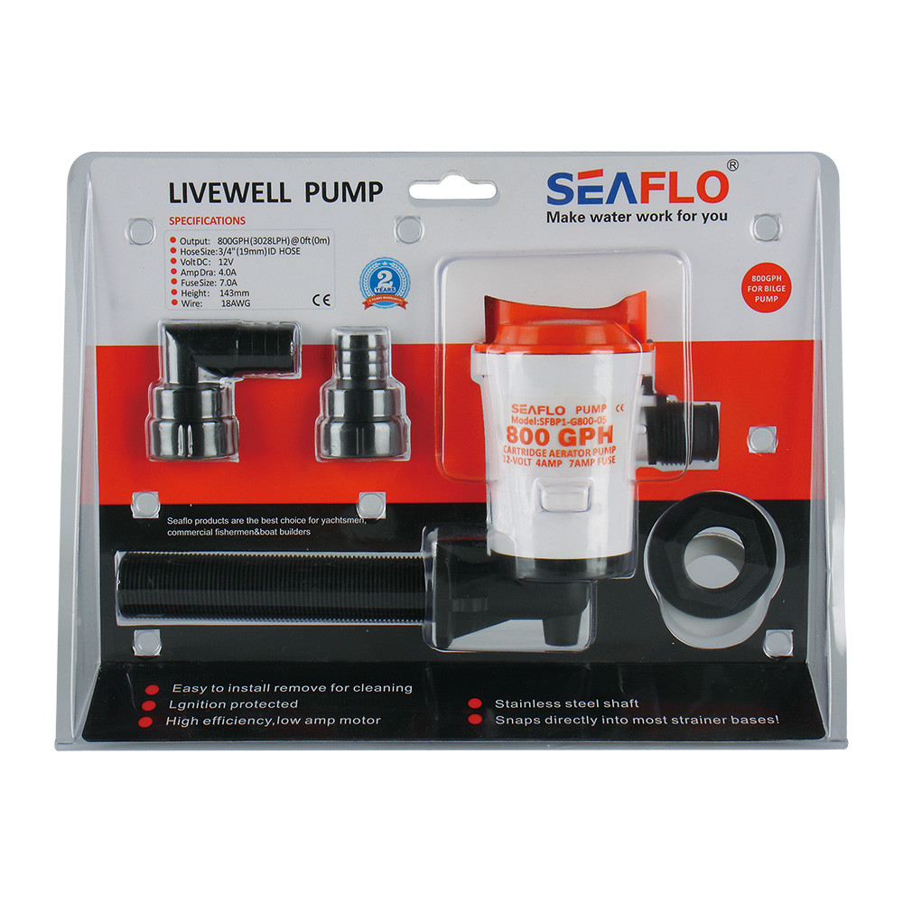 Live Well Pump For Boat SEAFLO 12V 800GPH Livewell | Live Bait Tank Aerator  | Bilge Pump Kit Fishing Au Pompe De Cale Bateau 12 Volts