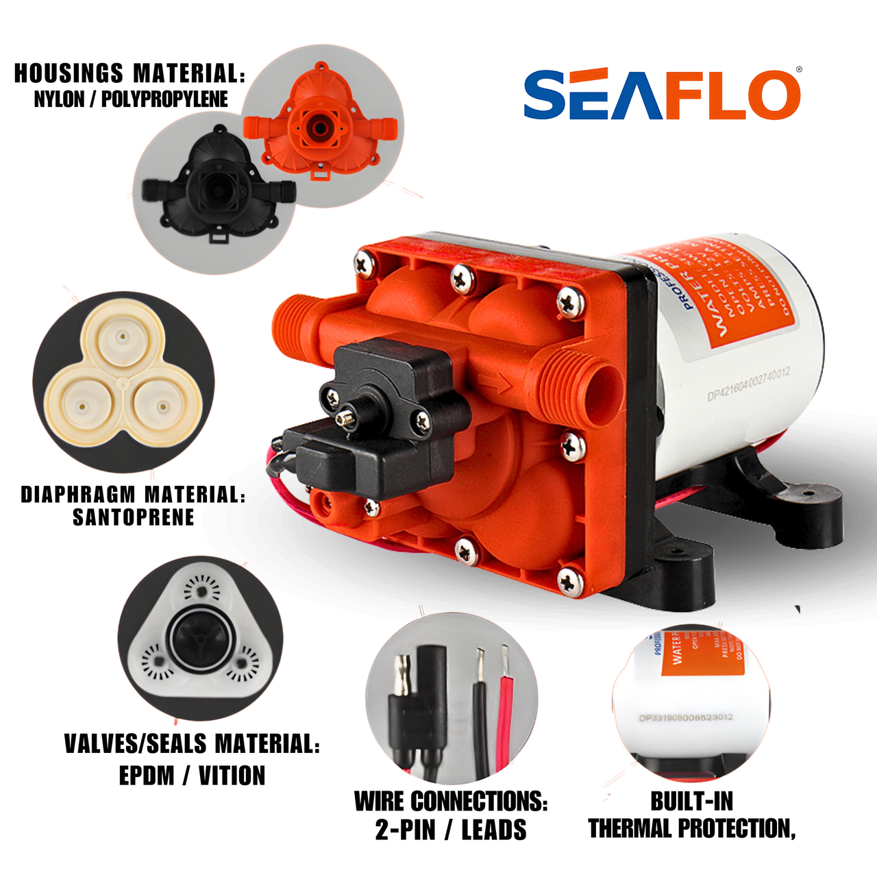 SEAFLO 42-Series Diaphragm Water Pressure Pump (3.0 GPM | 55 PSI ...