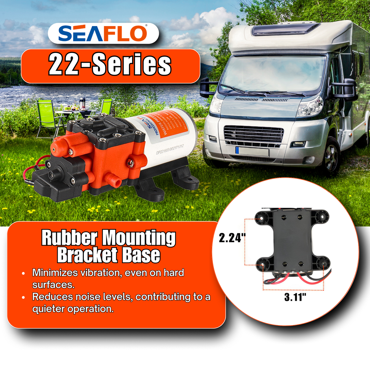 Seaflo 23C série 1.5GPM/40PSI pompe à membrane d'eau marine automatique 12V 24V Seaflo 23C série 1.5GPM/40PSI pompe à membrane d'eau marine automatique 12V 24V