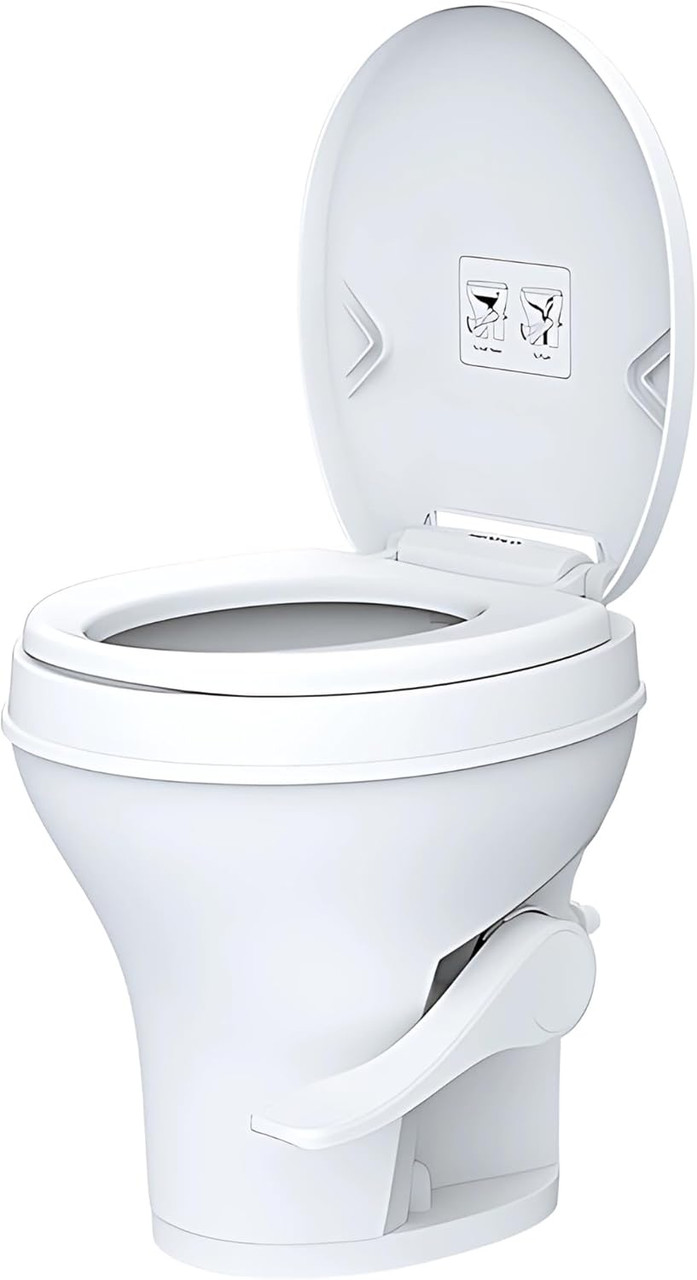 SEAFLO Residential Height Camper/RV Toilet, 18.5 Standard Height, Gravity Flush System, Foot Pedal Operation, Soft Close Seat, Easy-to-Clean Oversized Bowl, 4-Year Warranty SEAFLO Residential Height Camper/RV Toilet, 18.5 Standard Height, Gravity Flush System, Foot Pedal Operation, Soft Close Seat, Easy-to-Clean Oversized Bowl, 4-Year Warranty