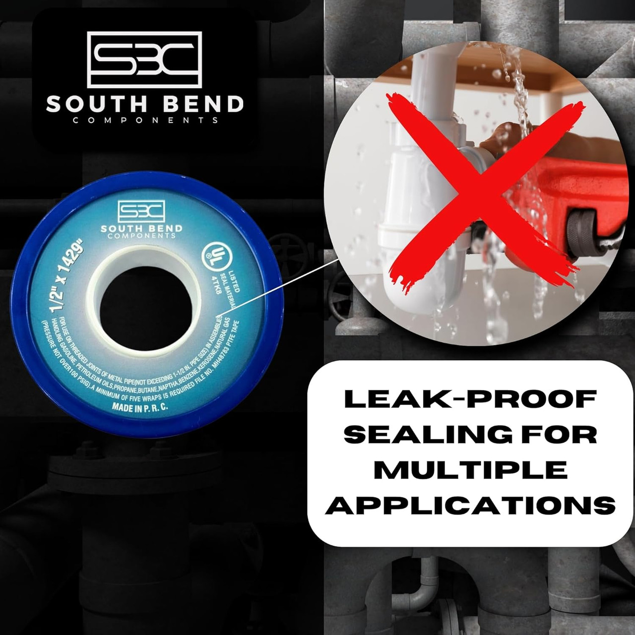 South Bend Components 1/2 Inch x 1429 Inch 70885 PTFE Thread Seal Tape ...