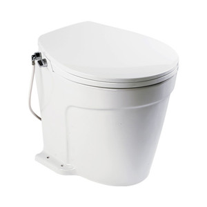 SEAFLO Deluxe Flush Electric Marine Toilets w/ Built-in Bidet - Smart Flushing System, Ceramic Bowl, Soft Close Seat, Quiet Flush Macerator Pump (Choose Fresh/Raw Water and 12V/24V Options)