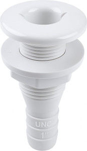 SEAFLO Thru Hull Fitting, Marine Boat, Plastic Drain Overflow Connector, Corrosion Resistant Saltwater Safe, Bilge Port Deck Outlet,(⅝,¾,1,1⅛,1¼,1½, & 2" Options)(1,2,5, &10 Packs)(White/Black)