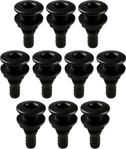 SEAFLO Thru Hull Fitting, Marine Boat, Plastic Drain Overflow Connector, Corrosion Resistant Saltwater Safe, Bilge Port Deck Outlet,(⅝,¾,1,1⅛,1¼,1½, & 2" Options)(1,2,5, &10 Packs)(White/Black)