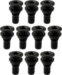 SEAFLO Thru Hull Fitting, Marine Boat, Plastic Drain Overflow Connector, Corrosion Resistant Saltwater Safe, Bilge Port Deck Outlet,(⅝,¾,1,1⅛,1¼,1½, & 2" Options)(1,2,5, &10 Packs)(White/Black)