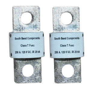 South Bend Components 250A Class T Fast Blow Fuse | 250A | 125 Volts | High Current Protection for Marine, RV, Off-Grid Systems, and Battery Banks | Durable Through-Hole Mount Design (2-Pack)
