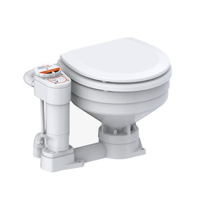 SEAFLO Electric Twist Flush Marine Toilets - Self Priming, Macerator, Rotary Control, Ceramic Bowl, Boat Yacht Toilet (Choose Compact/Regular Sizes and 12V/24V Options)