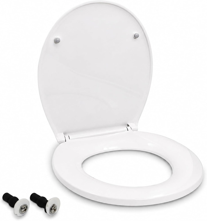 Toilet Cover Kit with Soft Close Seat, Oval Fully Plastic Replacement Seat Lid