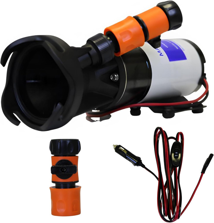 Quick Release RV Macerator Pump - 12V, 12GPM RV Dump Station Mount