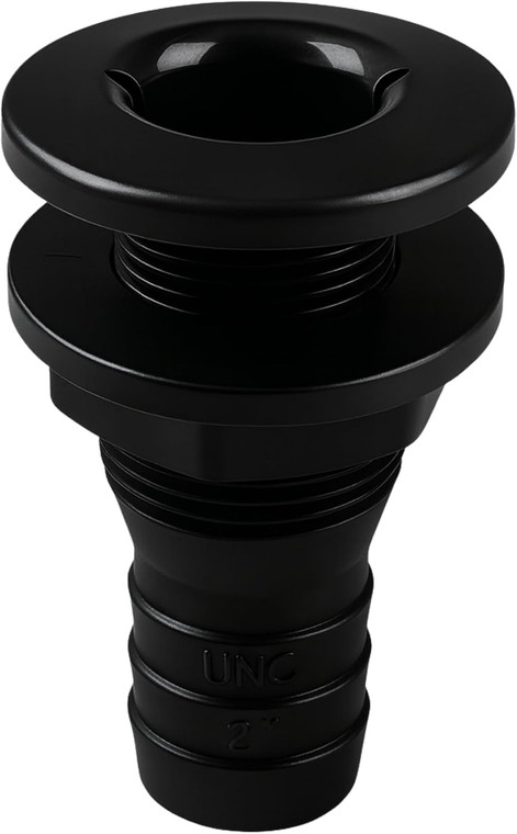 SEAFLO Thru Hull Fitting, Marine Boat, Plastic Drain Overflow Connector, Corrosion Resistant Saltwater Safe, Bilge Port Deck Outlet,(⅝,¾,1,1⅛,1¼,1½, & 2" Options)(1,2,5, &10 Packs)(White/Black)