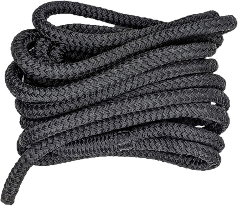 South Bend Rope Marine Grade Double Braided Nylon Dock Line w/Eye Splice (Black, 1/2-inch x 15 feet)