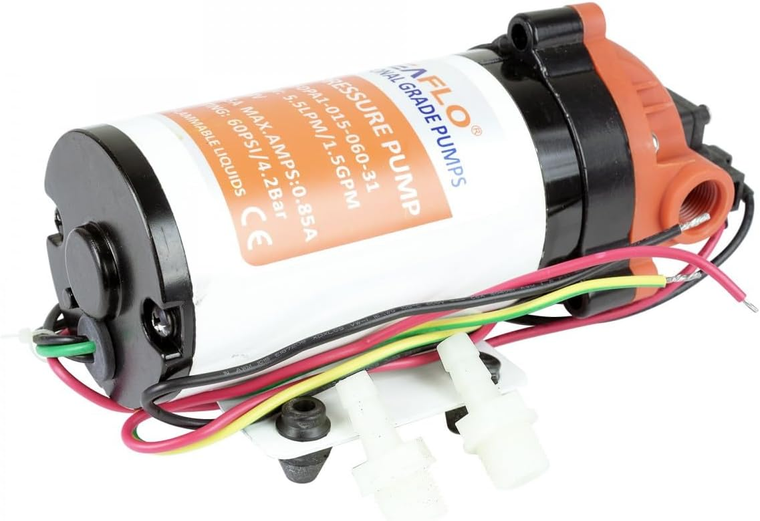 SEAFLO 110V 1.5 GPM 60 PSI 31-Series DC Diaphragm Pump – Self-Priming High-Pressure Water Pump for RVs, Boats, Agriculture, and Cleaning – Quiet Operation, Run-Dry Safe, Built-In Pressure Switch