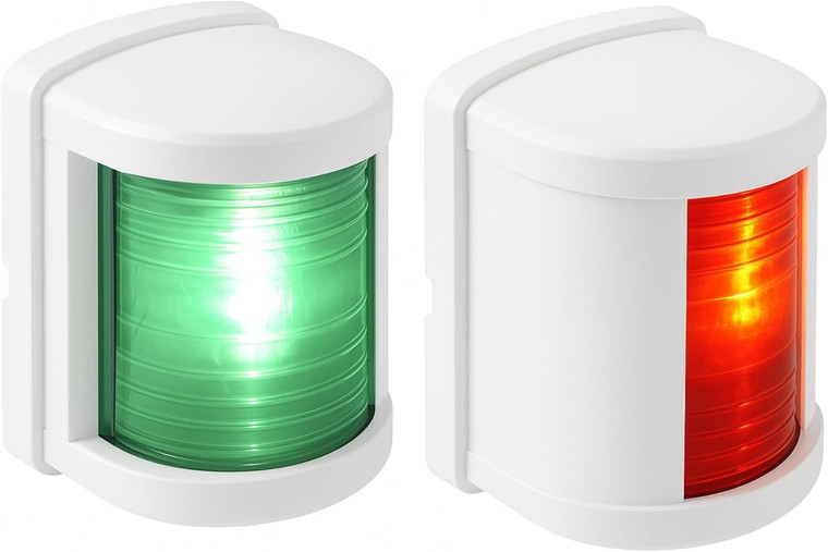 SEAFLO 11 Series Regular LED Green Starboard & Red Port Navigation Light – 12V, 1W, IP67 Waterproof, 2NM Visibility for Boats Under 65 ft (20m) – 4-Year Warranty (Starboard & Port Combo/White)
