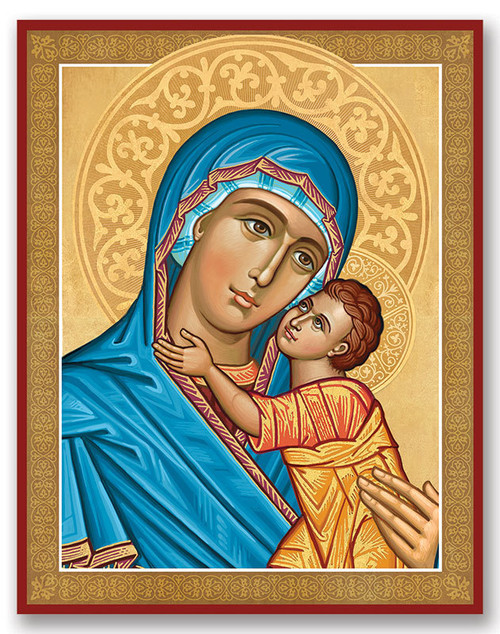 Blue Madonna portrait icon