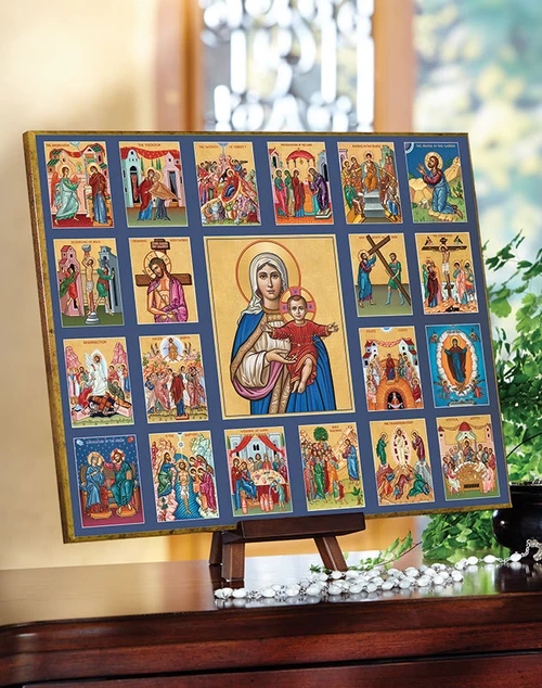 Queen of the Rosary with Mysteries