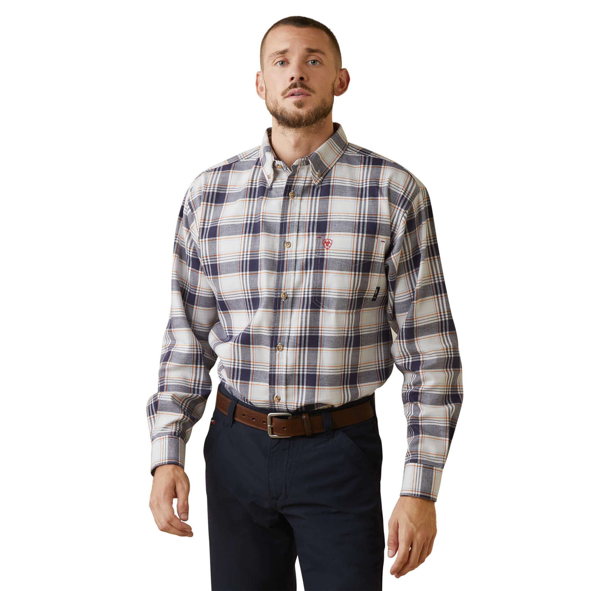 FR Chiseled Work Shirt Navy/White Plaid - The Boot Life, LLC