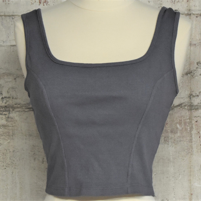  Square Neck Top Charcoal