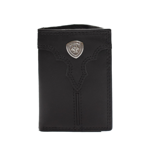 Ariat Tri-fold Logo Shield Wallet Black