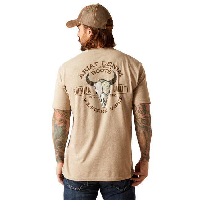 Bison Skull T-shirt Oatmeal Heather