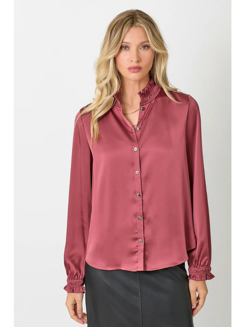  Women's Ruffled Collar Blouse Merlot