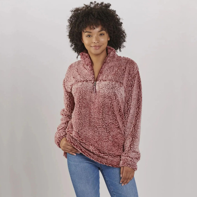 Women's 1/4 Zip Sherpa Pullover Garnet
