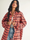 Women's Distressed Plaid Shirt Red