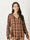 Women's Washed Plaid Shirt Burgundy/Caramel