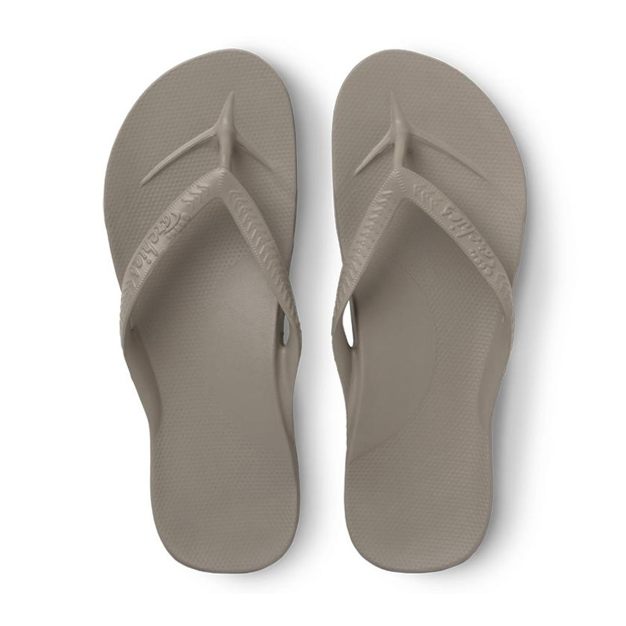 taupe flip flops