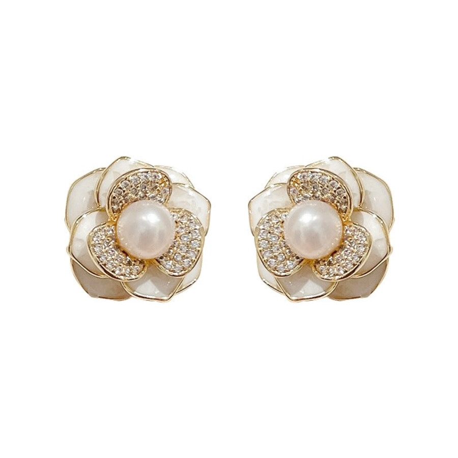 Camellia Earrings Gold Plated Sterling Silver 