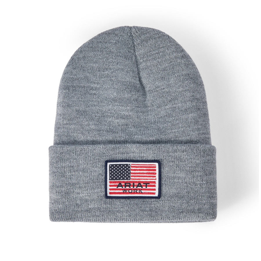 Men's Rebar Watch Cap American Flag Patch Heather
