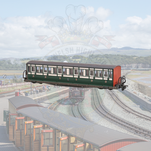 Peco: GR-621B FR Long "Bowsider" Bogie Coach - Early Preservation Green No. 20