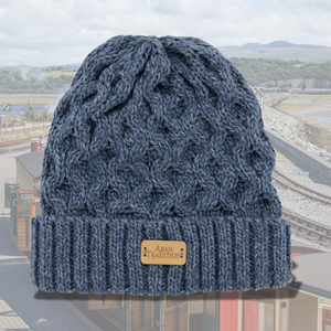 Beanie Hat - Aran Cable - Denim Blue (HAT-842)
