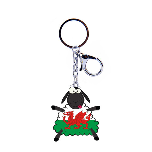 Wales Flag Acrylic Sheep Keyring (WKR17)