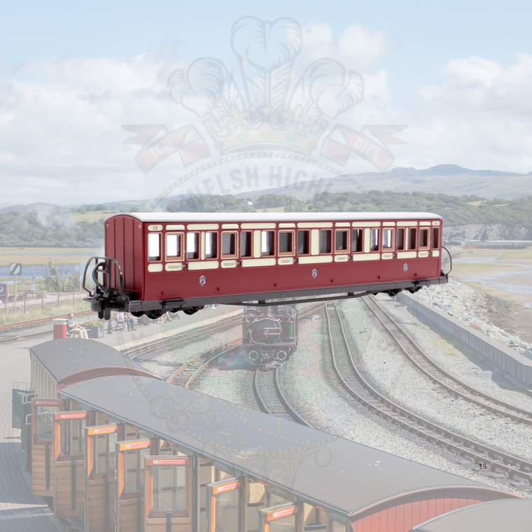 Peco: GR-622A FR Long "Bowsider" Bogie Coach - Red & Cream No.19