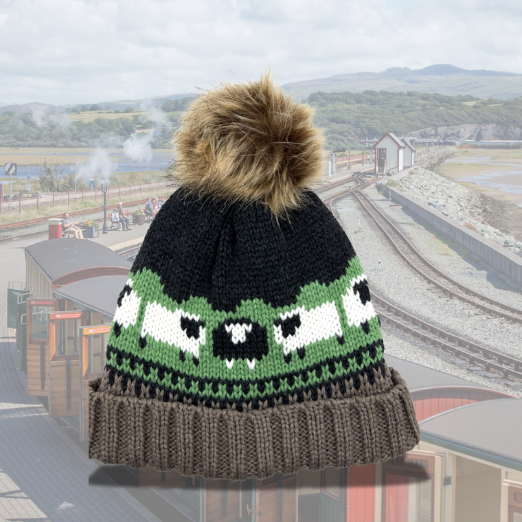 Pom Pom Hat - Aran Sheep - Mushroom (HAT-748)