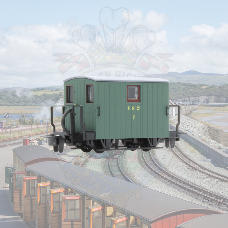 Peco: GR-582A FR 'Quarryman Brake Van' - No. 7 1920s Green Double Balcony